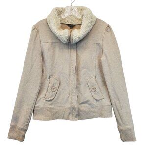 RUBBISH Womens L Jersey Cotton Sweatshirt Tan Jacket Zip Up